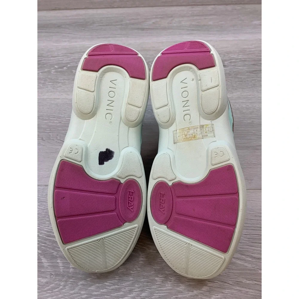 Vionic Krisha Walking Sneakers Taupe Mint Green Orthotic Shoes Women's 7 Wide